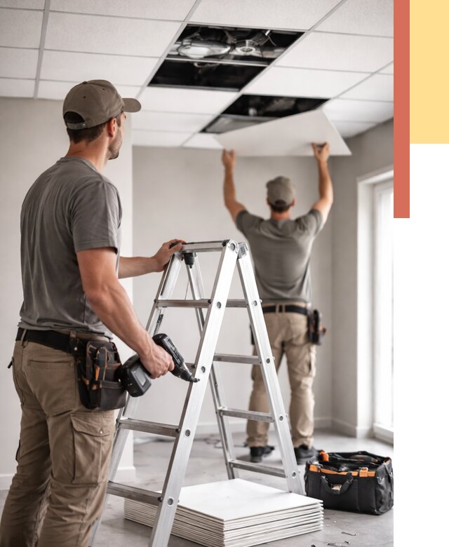 Обслуживание подвесного потолка в Клинцах от 3639 руб. — быстро и недорого | ОТДЕЛОЧНИК-Клы