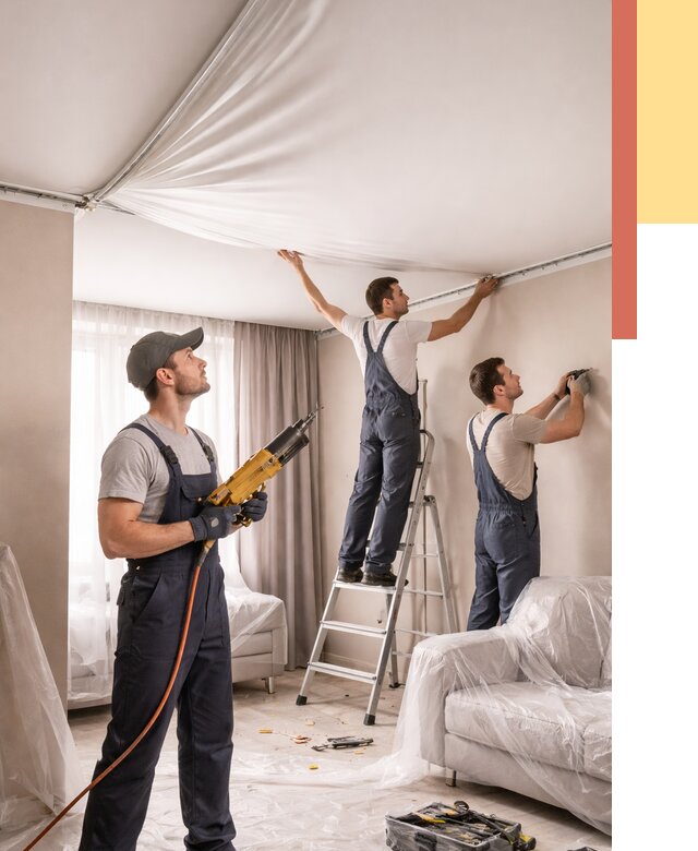 Установка натяжного потолка в Клинцах от 4678 руб. | Быстро и недорого — ОТДЕЛОЧНИК-Клы