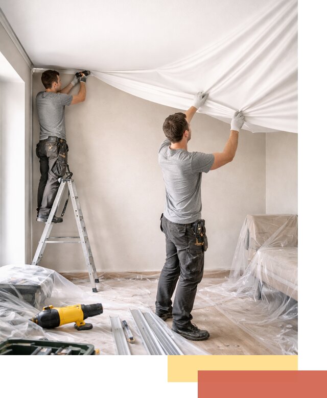 Монтаж тканевого натяжного потолка в Клинцах недорого и быстро