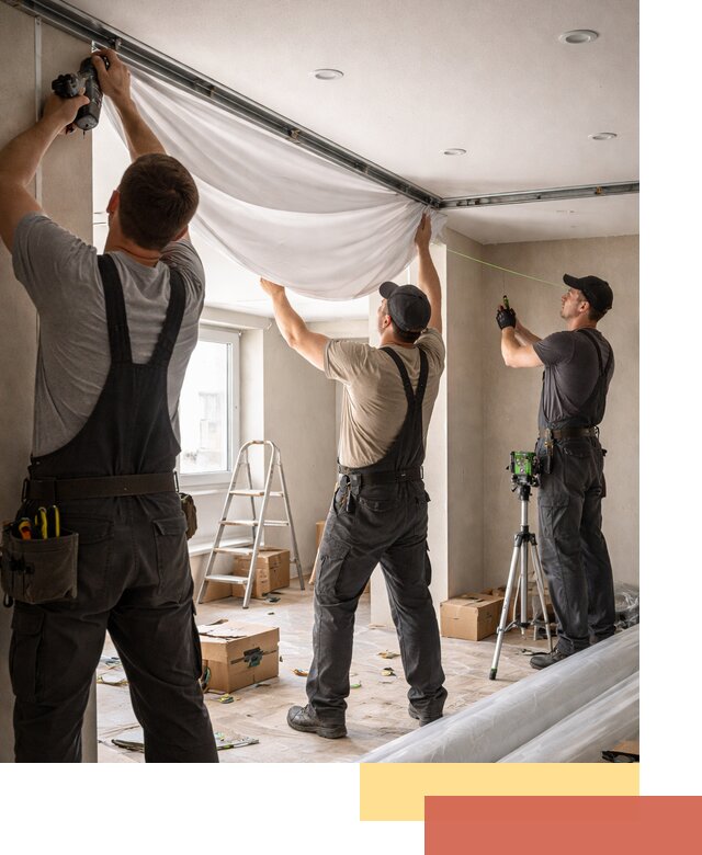 Монтаж парящего натяжного потолка под ключ в Клинцах