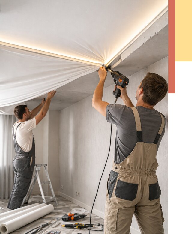 Монтаж натяжного потолка с подсветкой в Клинцах от 988 руб. | ОТДЕЛОЧНИК-Клы