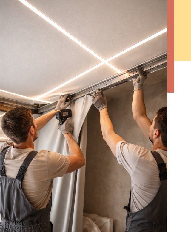 Монтаж натяжного потолка со световыми линиями в Клинцах от 1248 руб. | ОТДЕЛОЧНИК-Клы