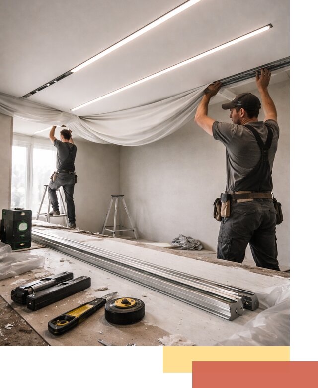 Монтаж натяжных потолков со световыми линиями в Клинцах