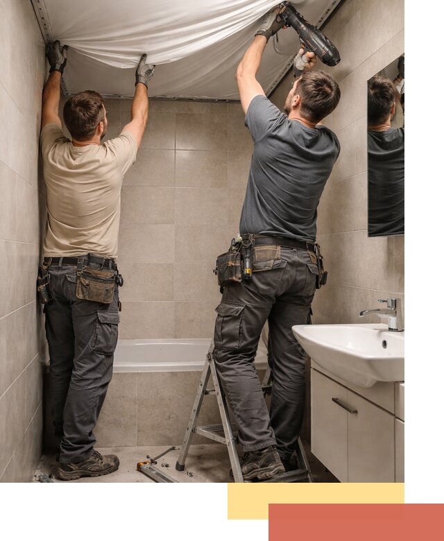 Монтаж натяжного потолка в ванной в Клинцах быстро и качественно