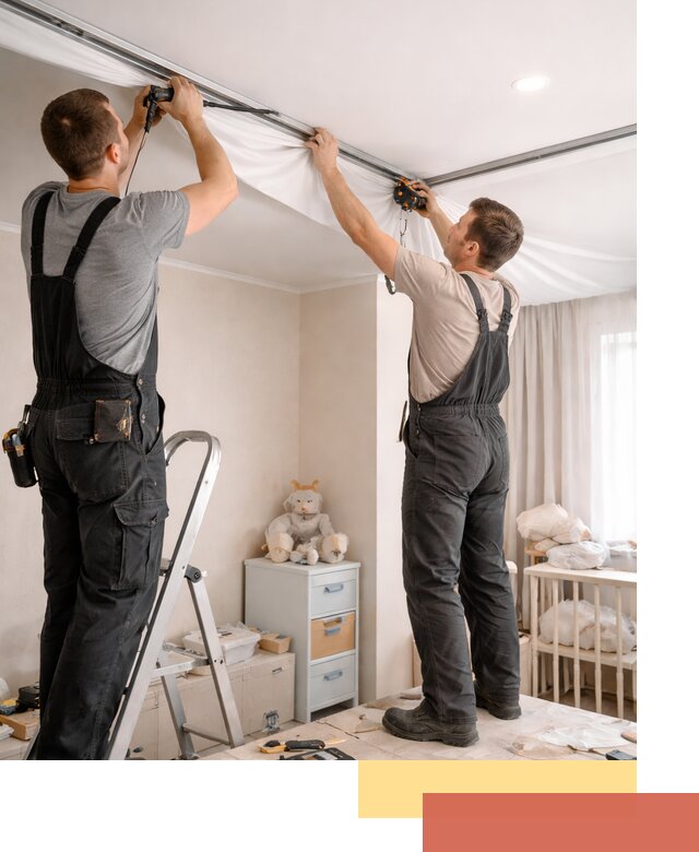 Монтаж натяжного потолка в детской комнате в Клинцах