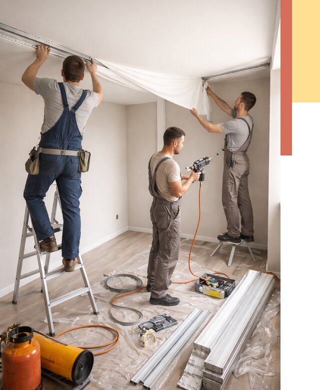 Монтаж натяжного потолка в студии в Клинцах от 5718 руб. — быстро и недорого | ОТДЕЛОЧНИК-Клы