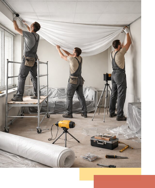 Монтаж натяжного потолка в офисе в Клинцах