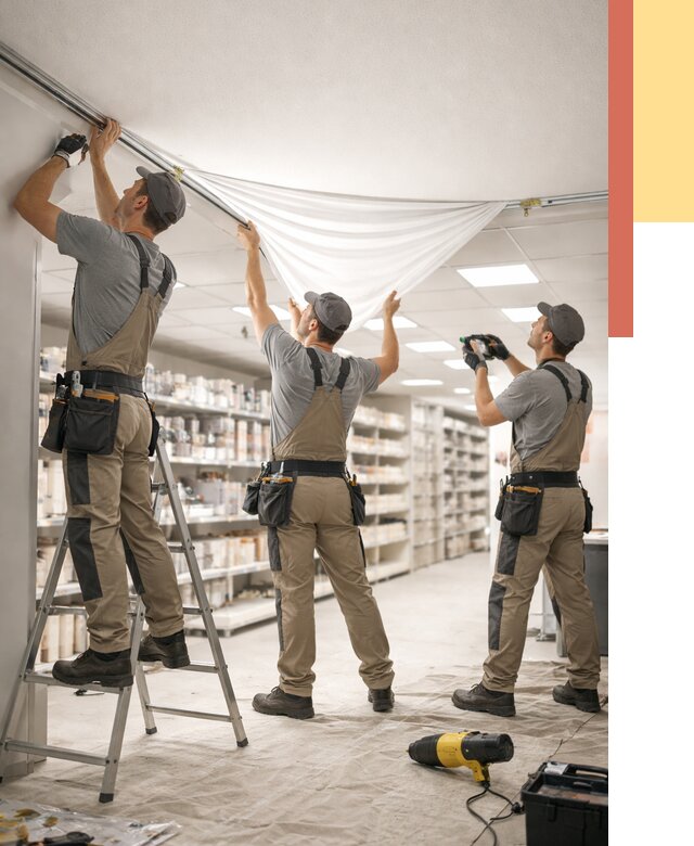Монтаж натяжного потолка в магазине в Клинцах от 4678 руб. быстро и недорого | ОТДЕЛОЧНИК-Клы