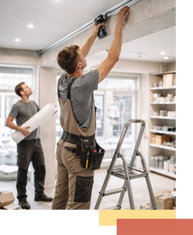 Монтаж натяжных потолков в магазине в Клинцах