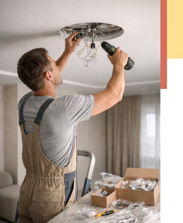 Установка люстры в натяжной потолок в Клинцах от 1248 руб. | Быстро и недорого — ОТДЕЛОЧНИК-Клы