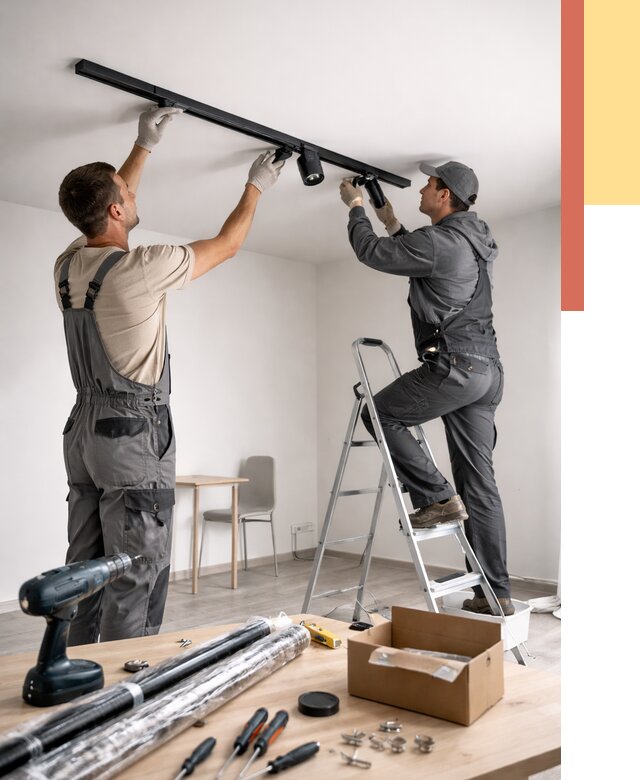 Установка трековых светильников в натяжной потолок в Клинцах от 4366 руб. | ОТДЕЛОЧНИК-Клы