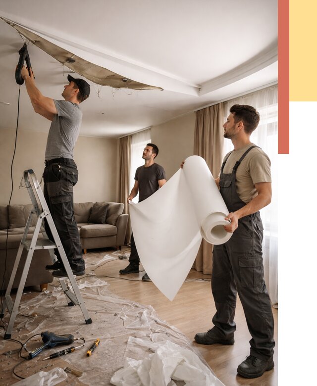 Замена полотна натяжного потолка в Клинцах от 9876 руб. быстро и недорого | ОТДЕЛОЧНИК-Клы