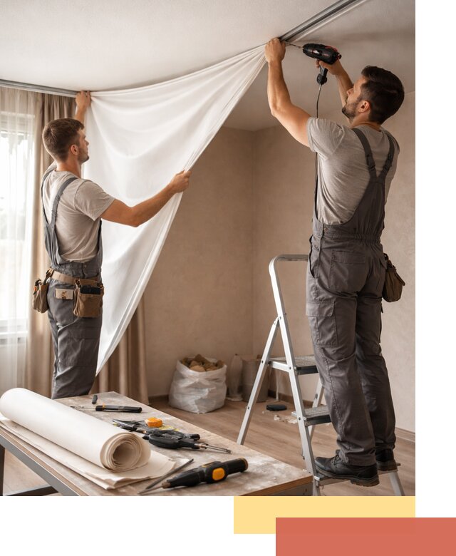 Замена полотна натяжного потолка в Клинцах быстро и качественно