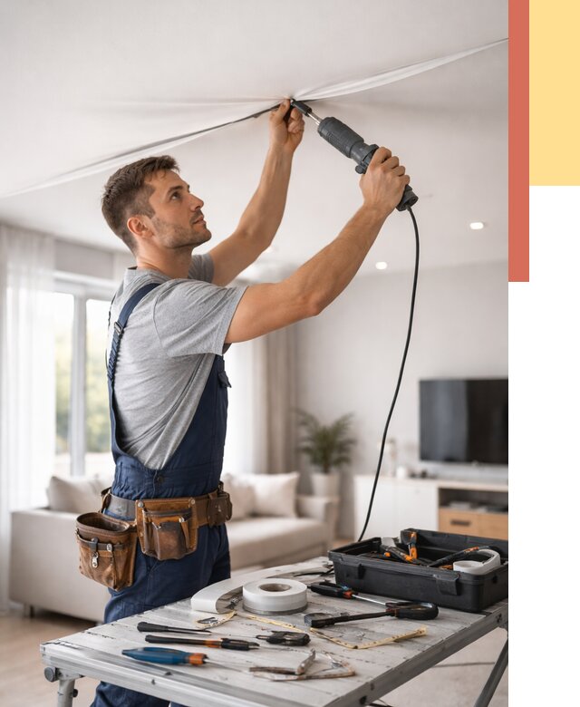 Ремонт натяжных потолков в Клинцах от 9876 руб. под ключ — ОТДЕЛОЧНИК-Клы