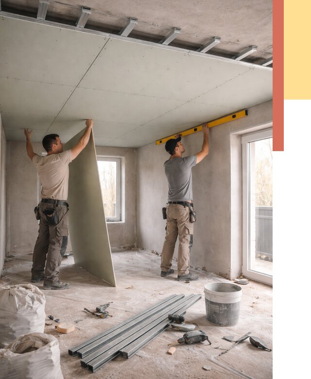 Одноуровневый потолок из гипсокартона в Клинцах от 780 руб. — монтаж под ключ | ОТДЕЛОЧНИК-Клы