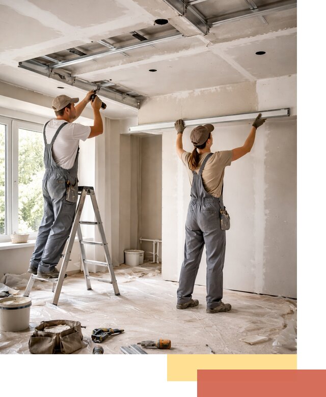 Монтаж многоуровневого потолка из гипсокартона в Клинцах