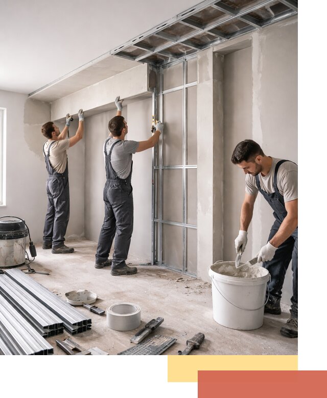 Монтаж потолка из гипсокартона с нишей в Клинцах