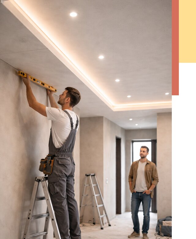 Потолок из гипсокартона с подсветкой в Клинцах от 780 руб./м2 под ключ | ОТДЕЛОЧНИК-Клы