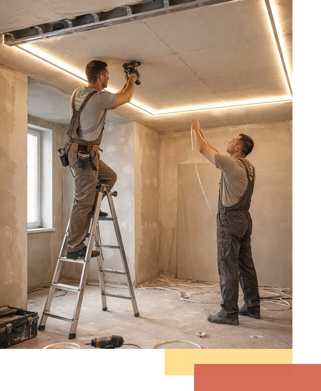 Потолок из гипсокартона с подсветкой в Клинцах