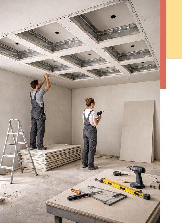 Кессонный потолок из гипсокартона в Клинцах от 1923 руб. — монтаж и под ключ | ОТДЕЛОЧНИК-Клы