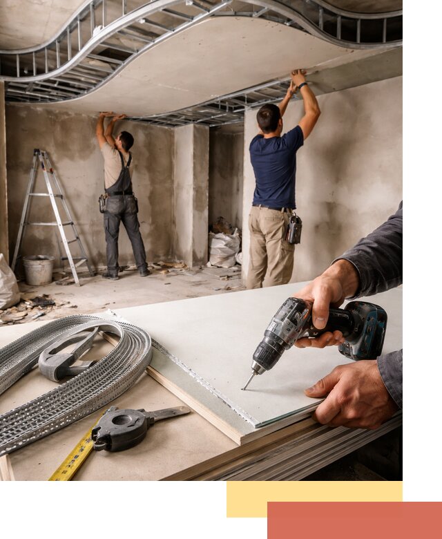 Криволинейный потолок из гипсокартона в Клинцах — монтаж и отделка