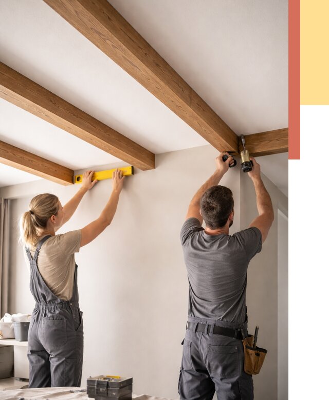 Монтаж декоративных балок на потолок в Клинцах от 4366 руб. — ОТДЕЛОЧНИК-Клы